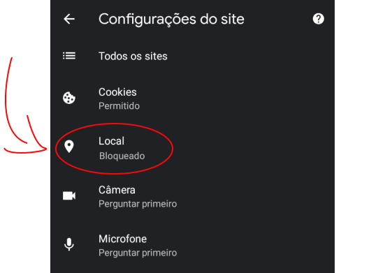 permitir accesso ao seu local